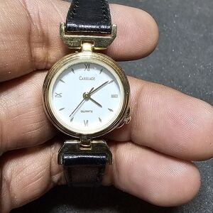 Carriage By Timex Gold Tone Ladies Quartz Cocktail Watch White Dial Working show